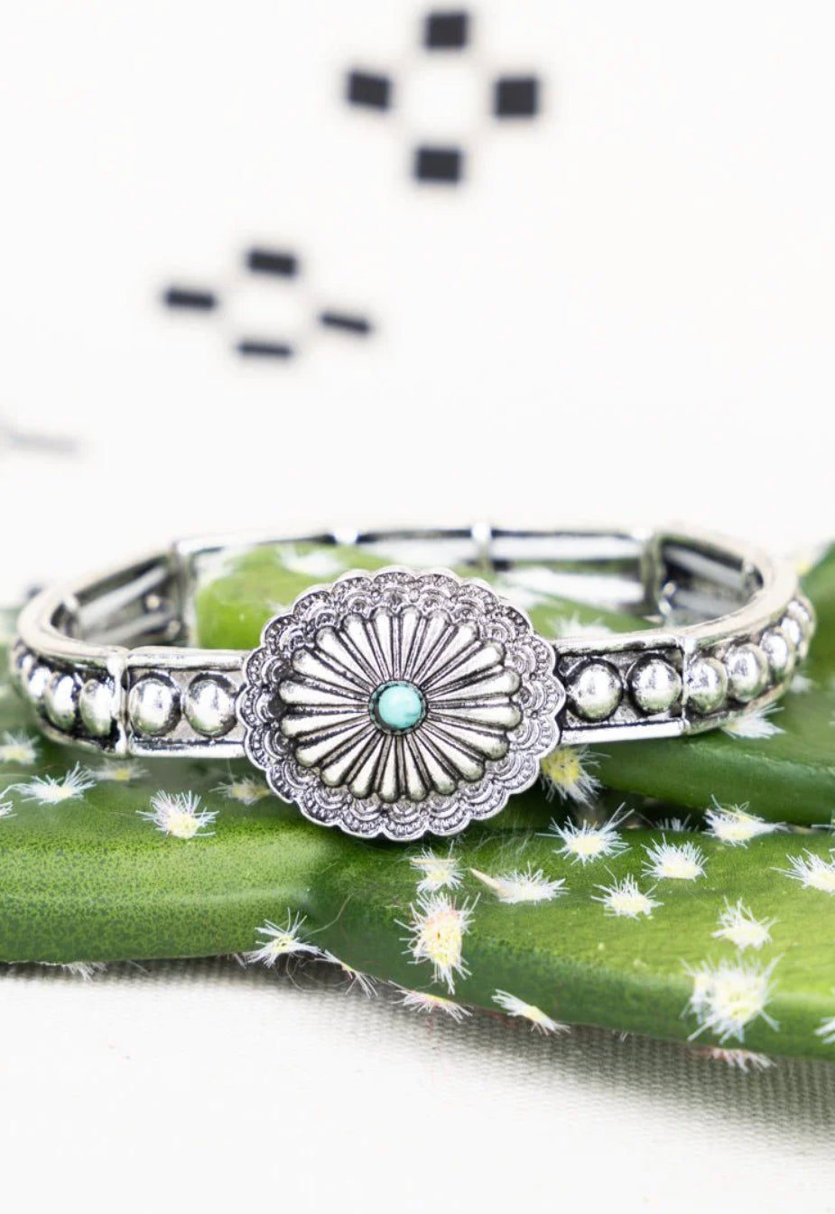 Silver tone turquoise bracelet