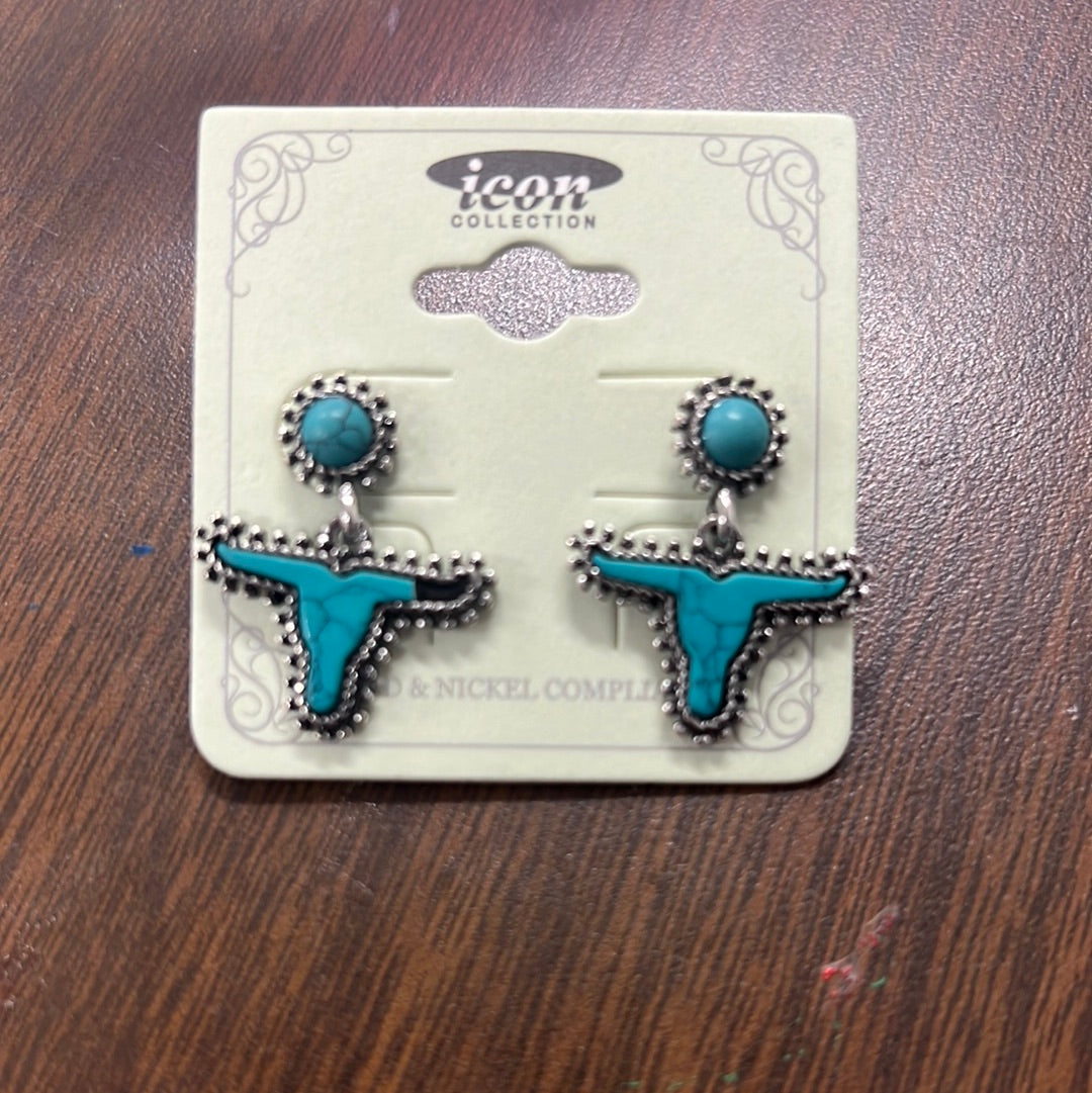 Turquoise steer amesbury earrings