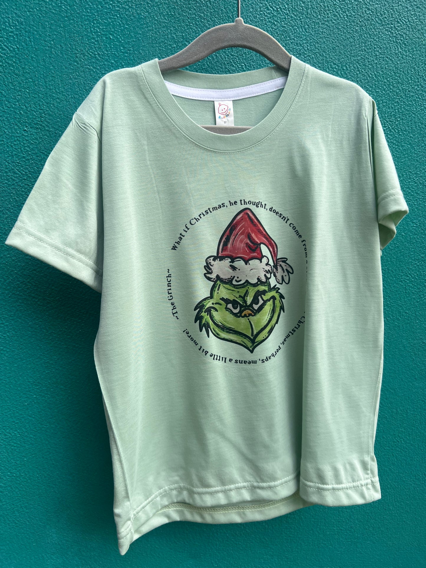 sage green grinchy tee