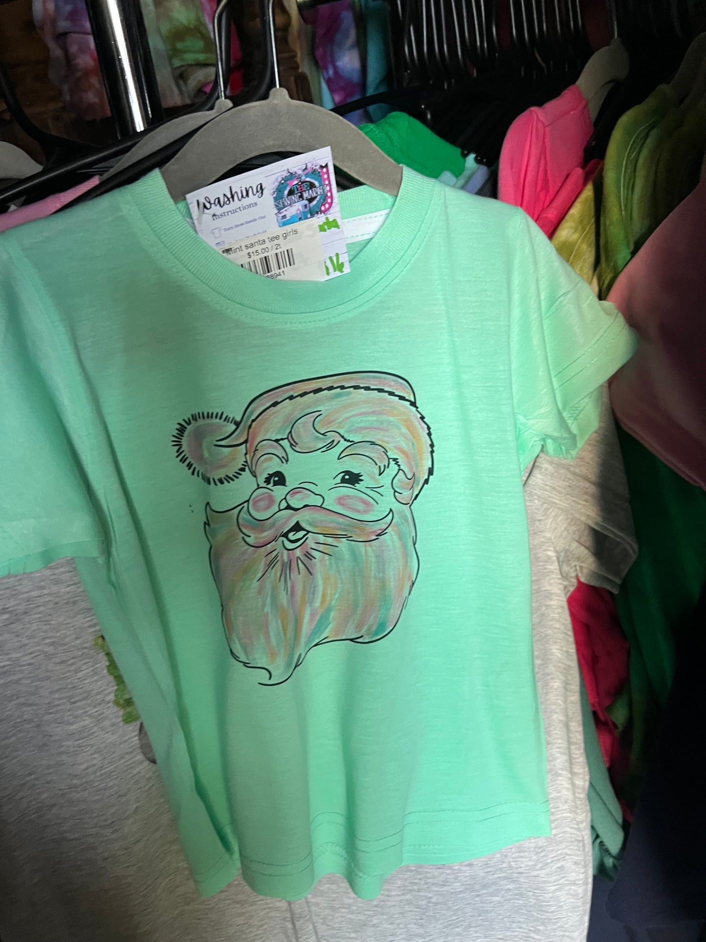 Mint santa tee girls