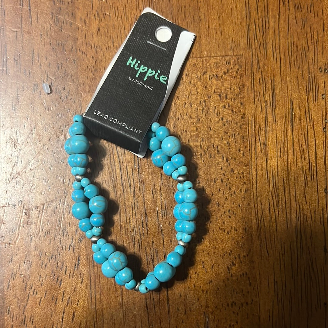 Turquoise star view beaded bracelet