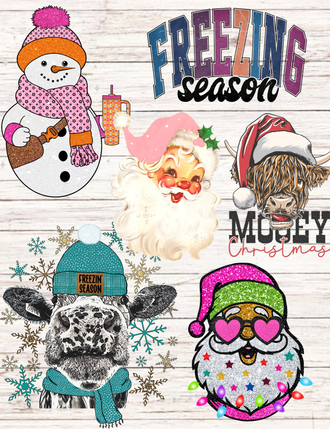 Christmas prints for sweatshirts and long sleeve solid tees
