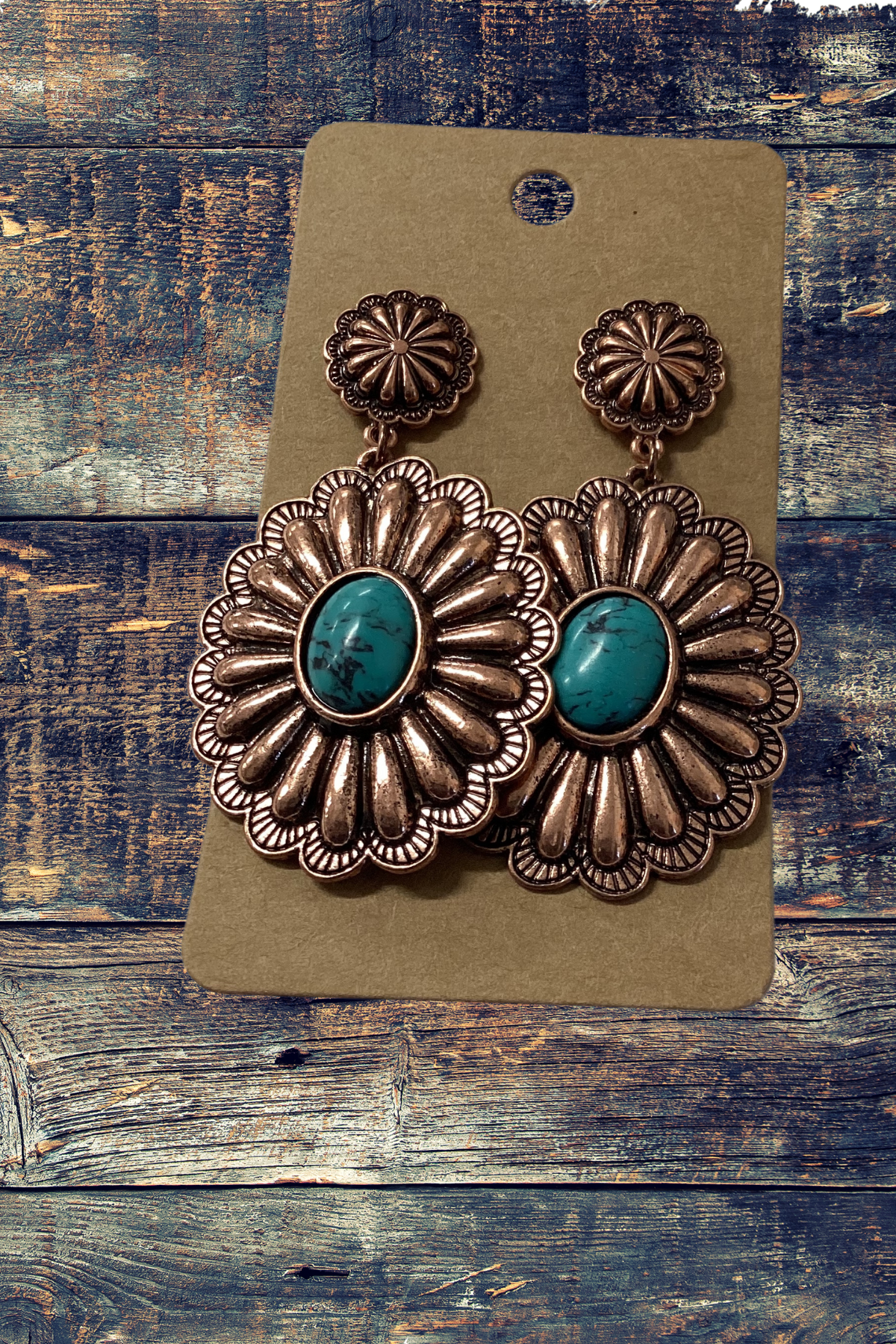 Copper dangles round scalloped