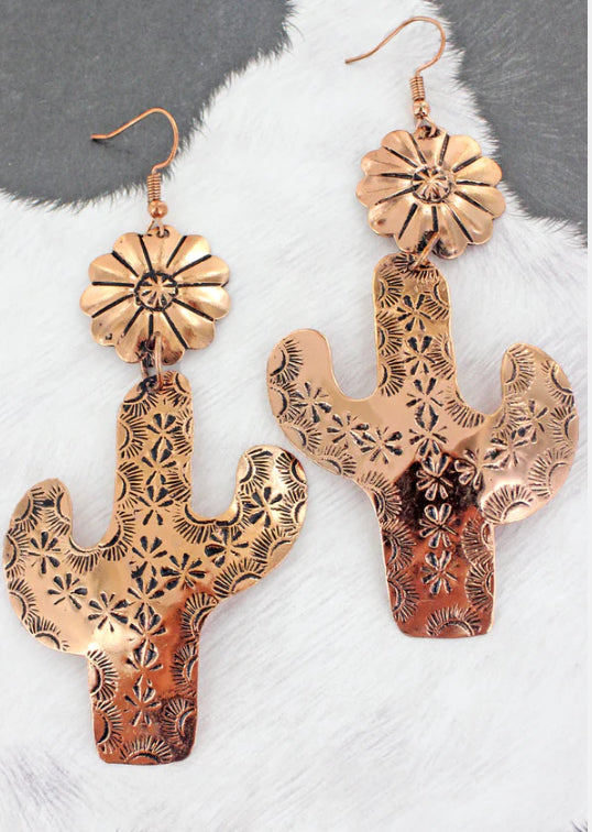 Copper cactus dangles