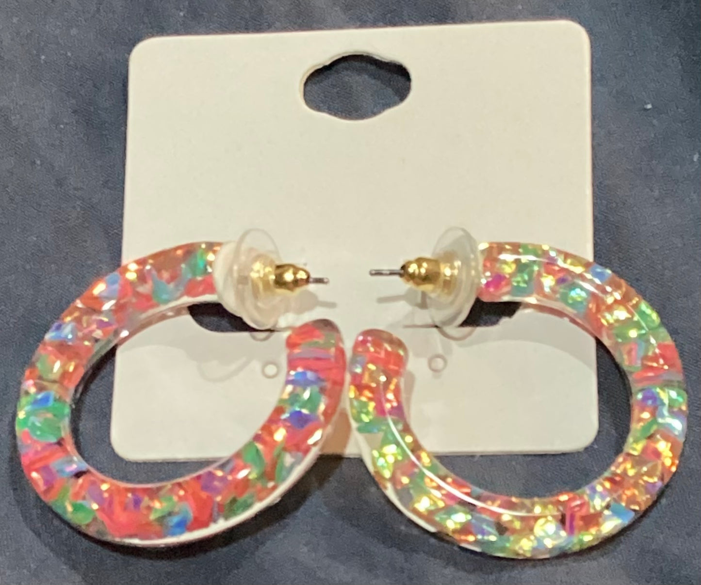 Glitter iridescent hoops small