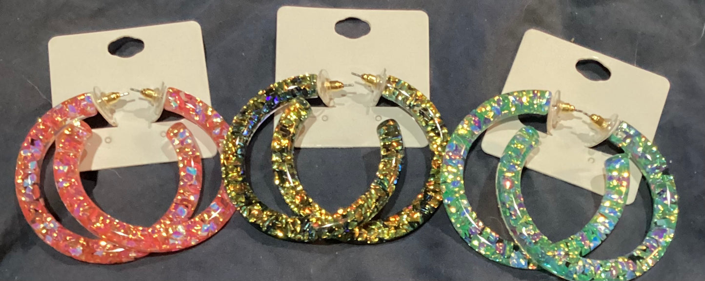 Clear acrylic jewel hoops