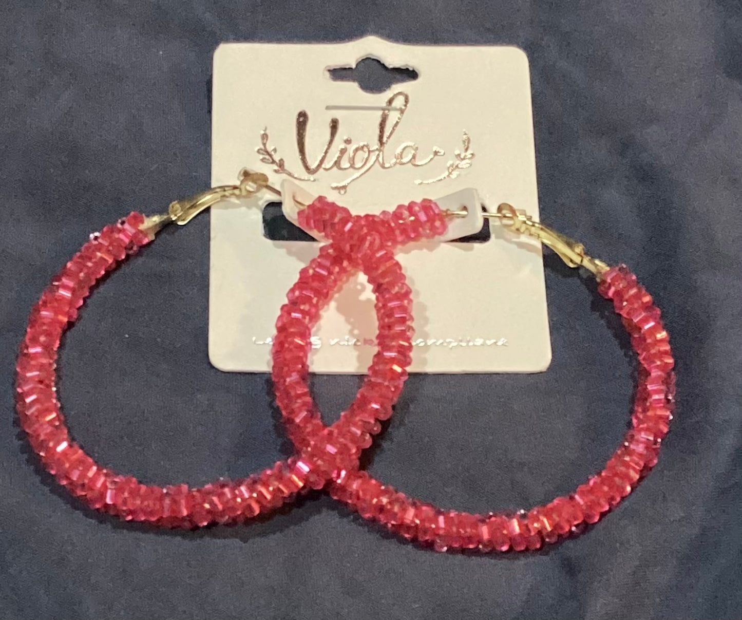 Pink beaded hoops
