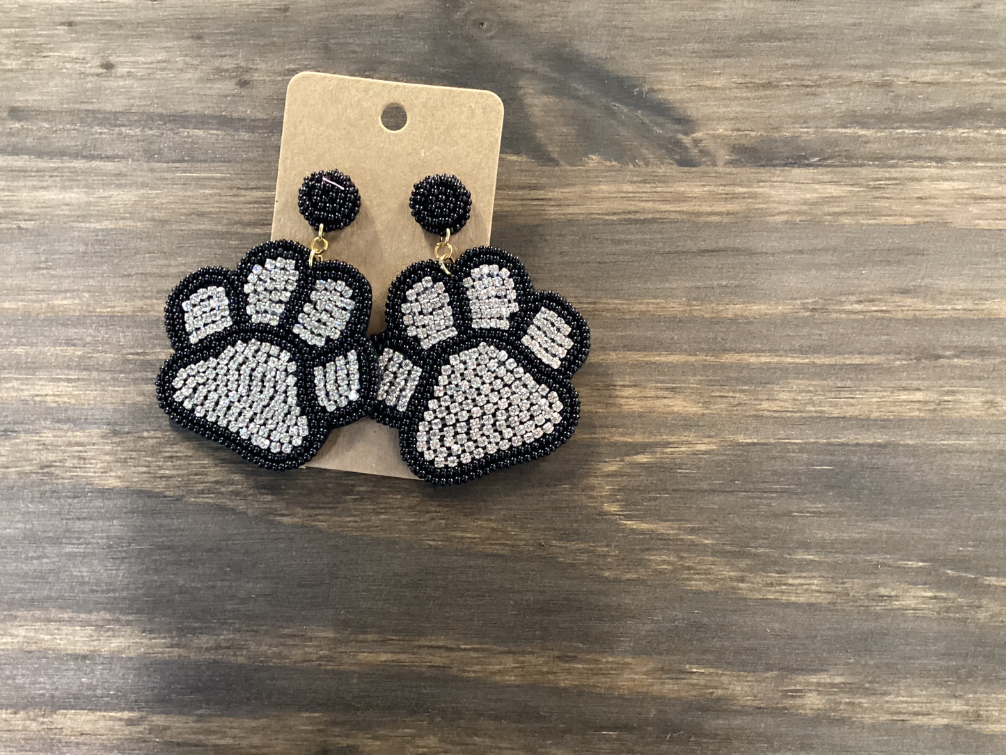 Paw print seed bead earrings