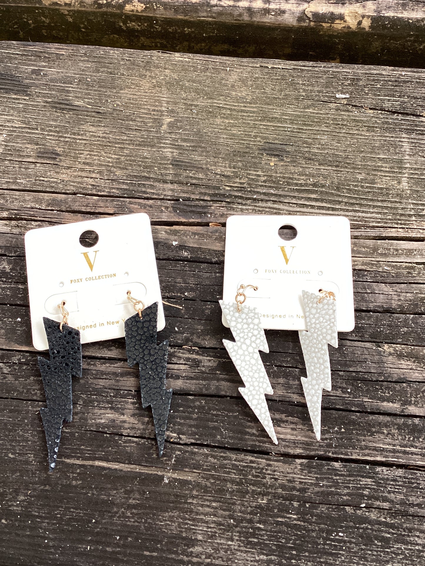 Lightening bolt leather dangles