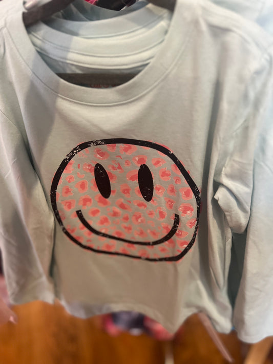 Long sleeve mint smiley face tee