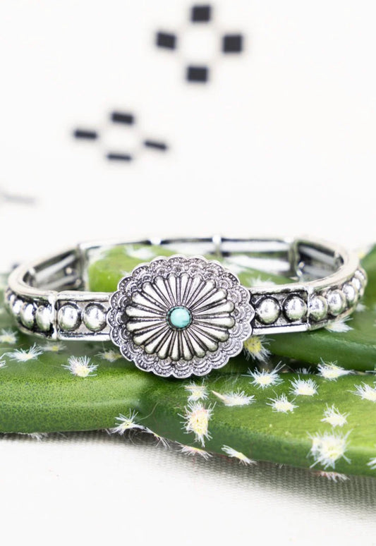 Silver tone turquoise bracelet