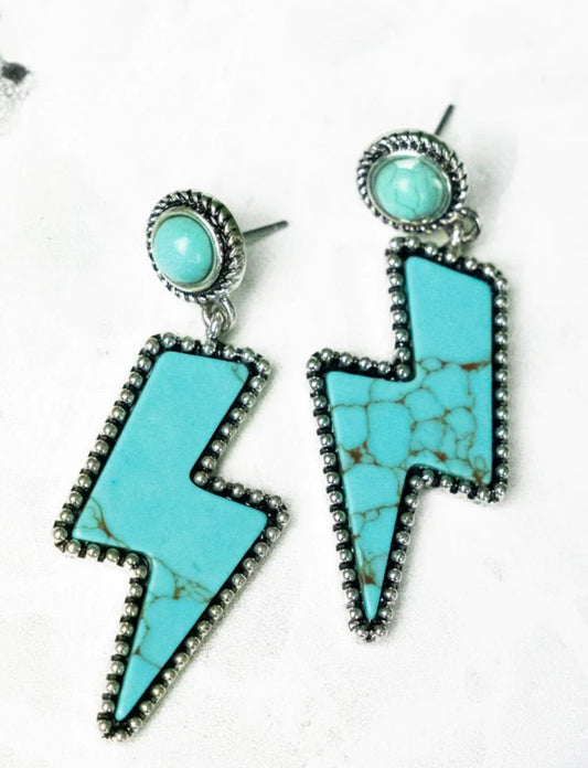 Turquoise striking silver earrings