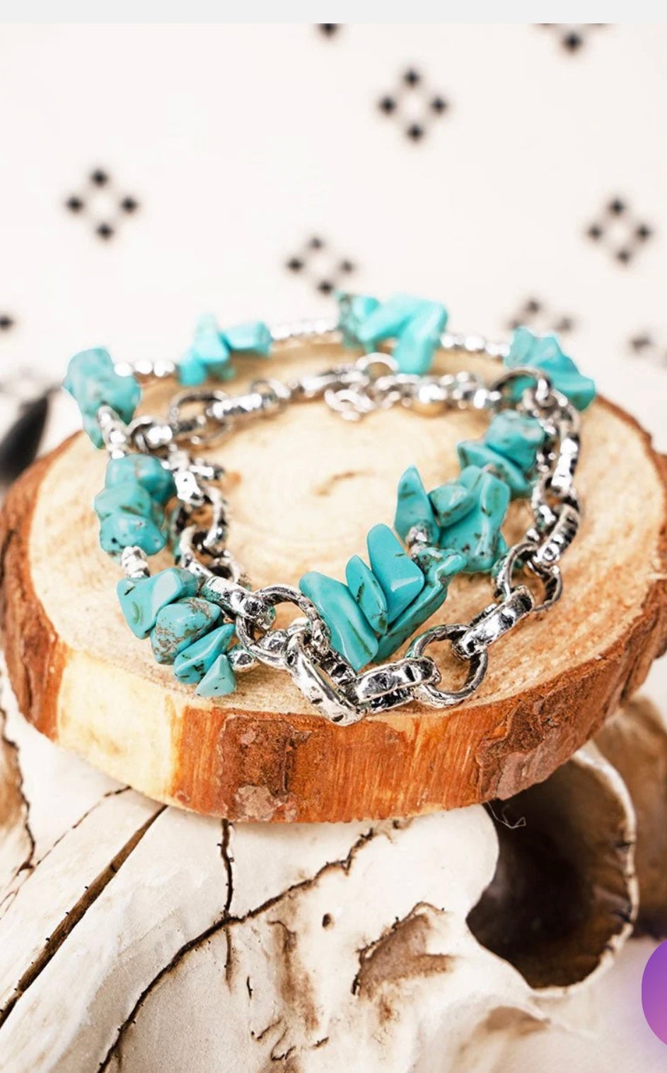 Turquoise chip stone bracelet set