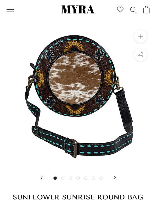 Sunflower sunrise round bag