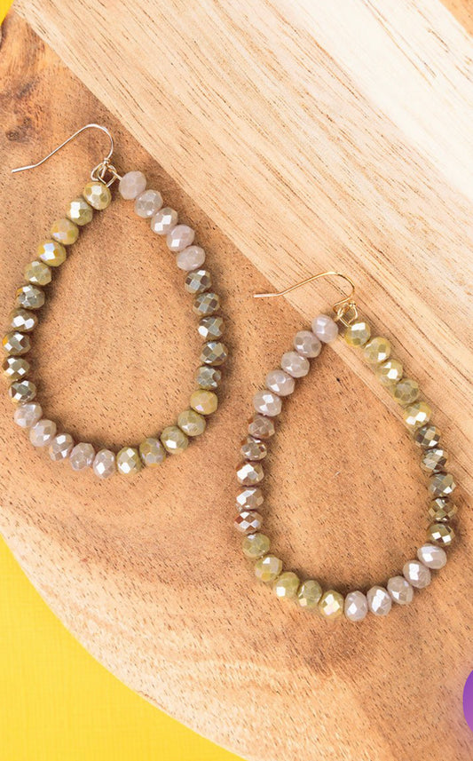 Olive grey teardrop earrrings