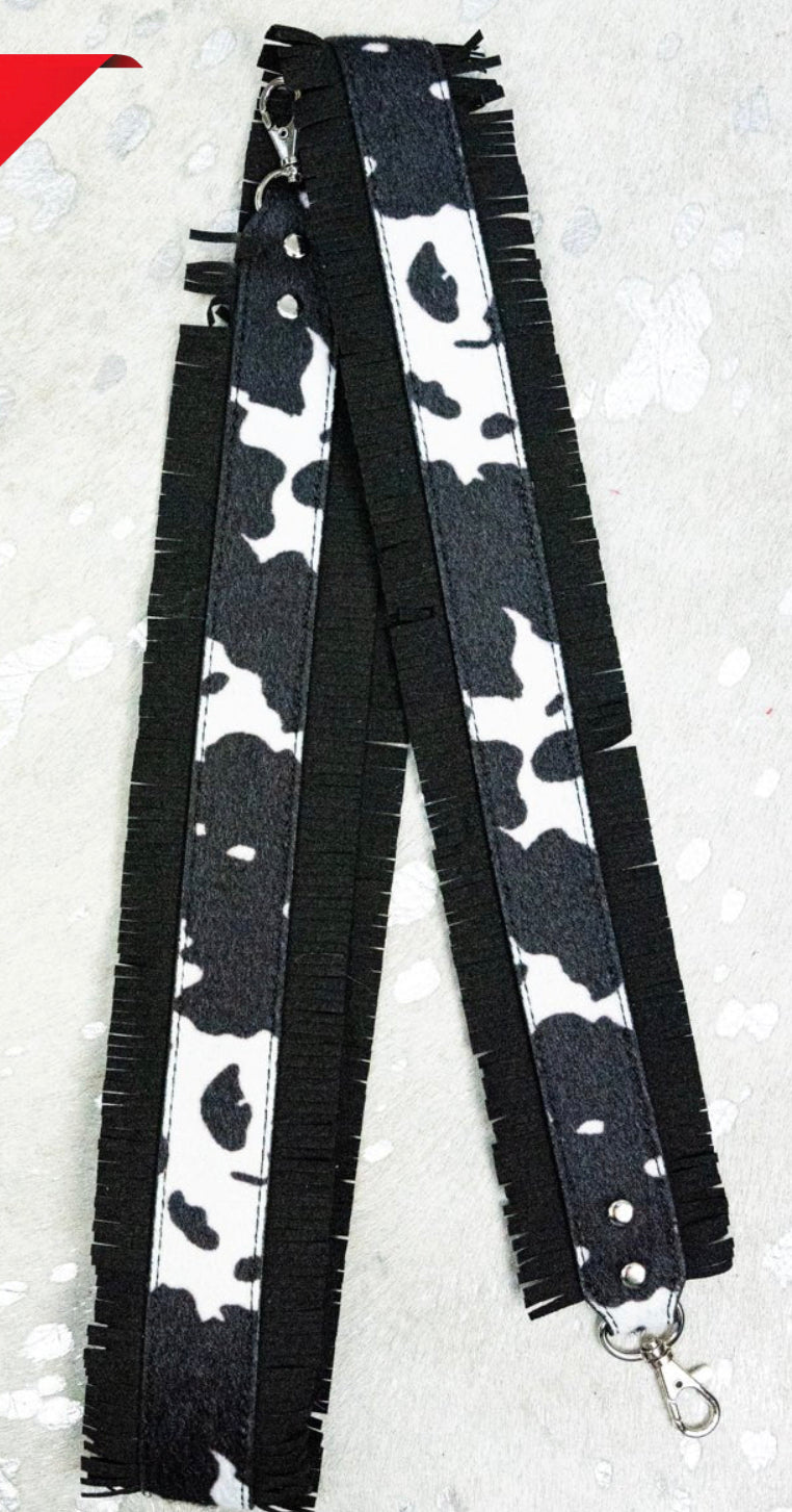 Black cow fringe guitar strap