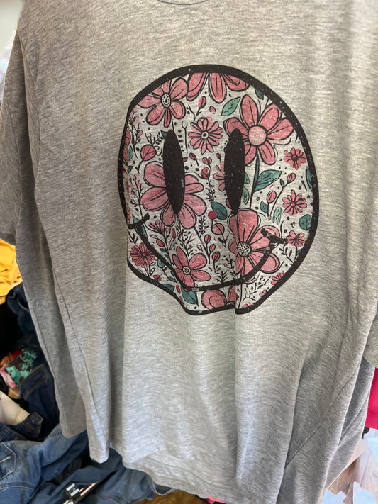 Smiley face floral tee