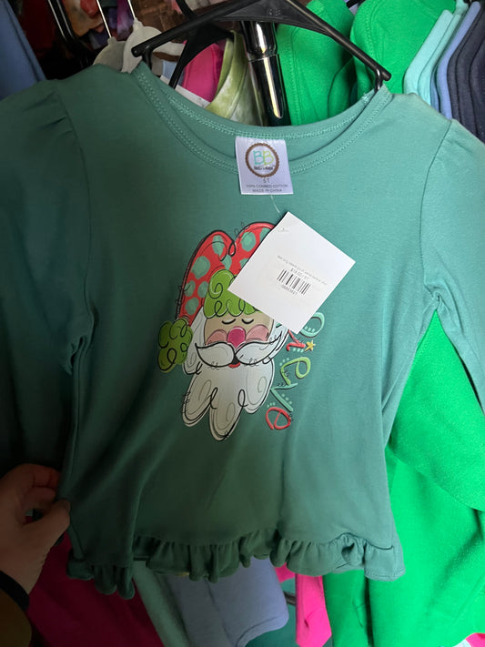 teal long sleeve youth santa believe shirt