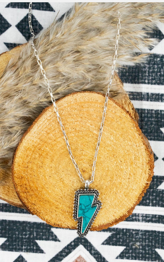 Turquoise lightening bolt necklace