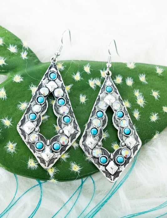 Turquoise crystal peak earrings