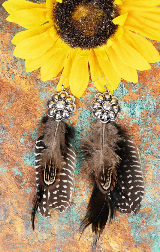 Crystal feather earrings