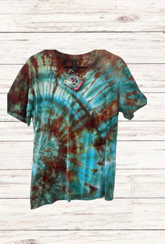V-neck rusty teal