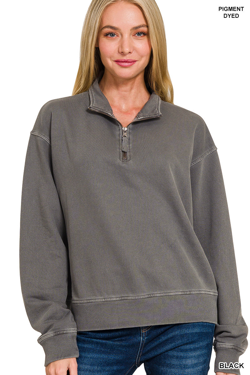 Half Zip Sweatshirt Acid Wash