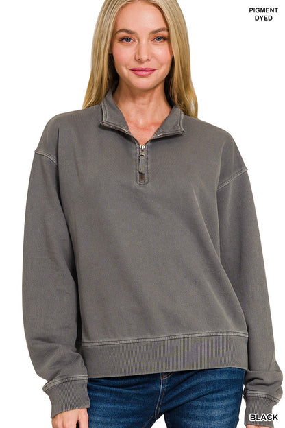 Half Zip Sweatshirt Acid Wash