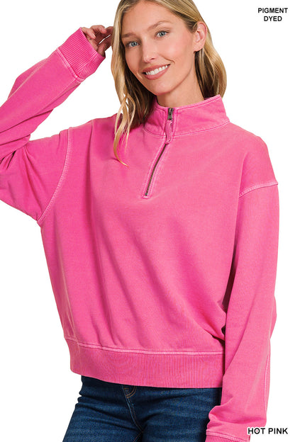 Half Zip Sweatshirt Acid Wash