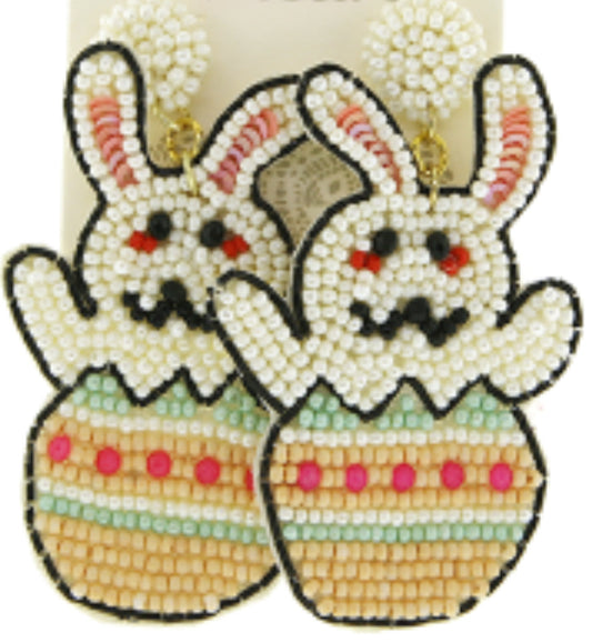 Easter bunny egg ivory seed bead