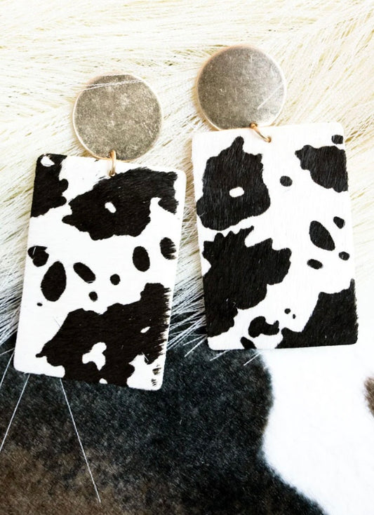 cowhide rectangle dangles