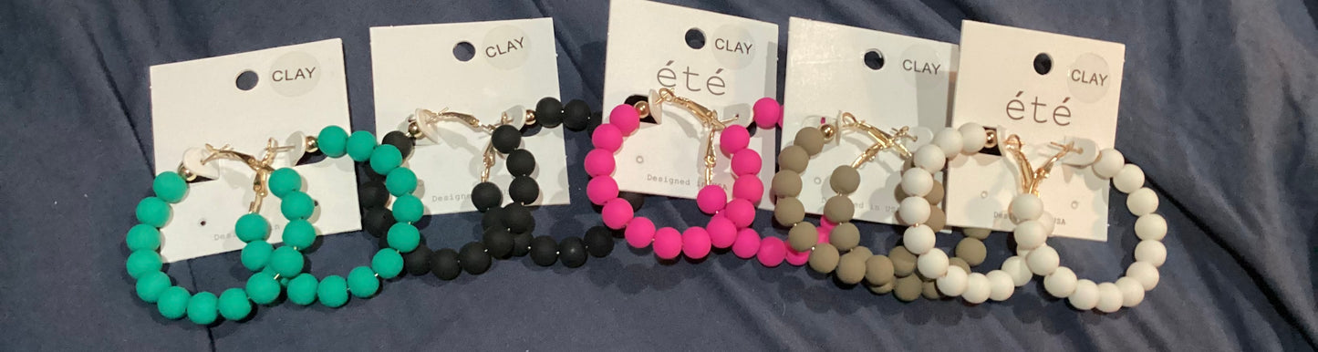 Clay beaded hoops