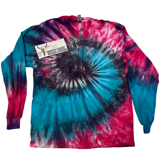 Adult Long Sleeve Tye Dye  Swirly blue