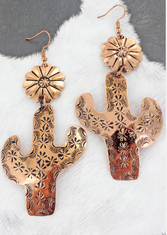 Copper cactus dangles