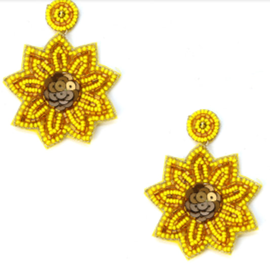 Seed bead sunflower sequins dangles
