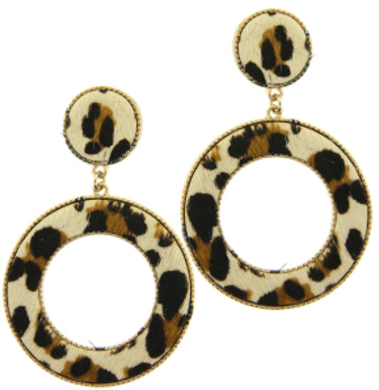 Leopard drop round studs