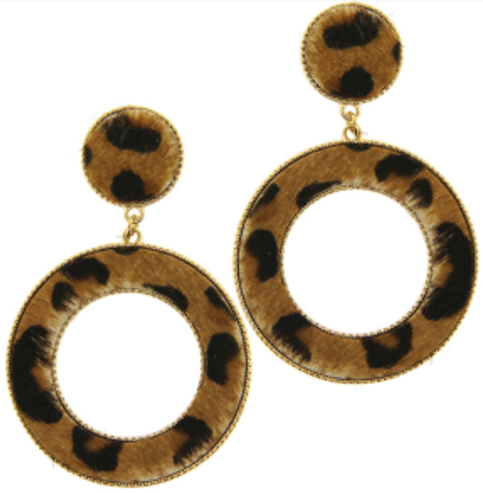 Leopard drop round brown fur