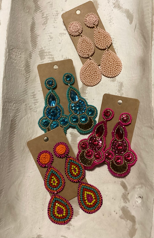 Multi colored seed bead dangles