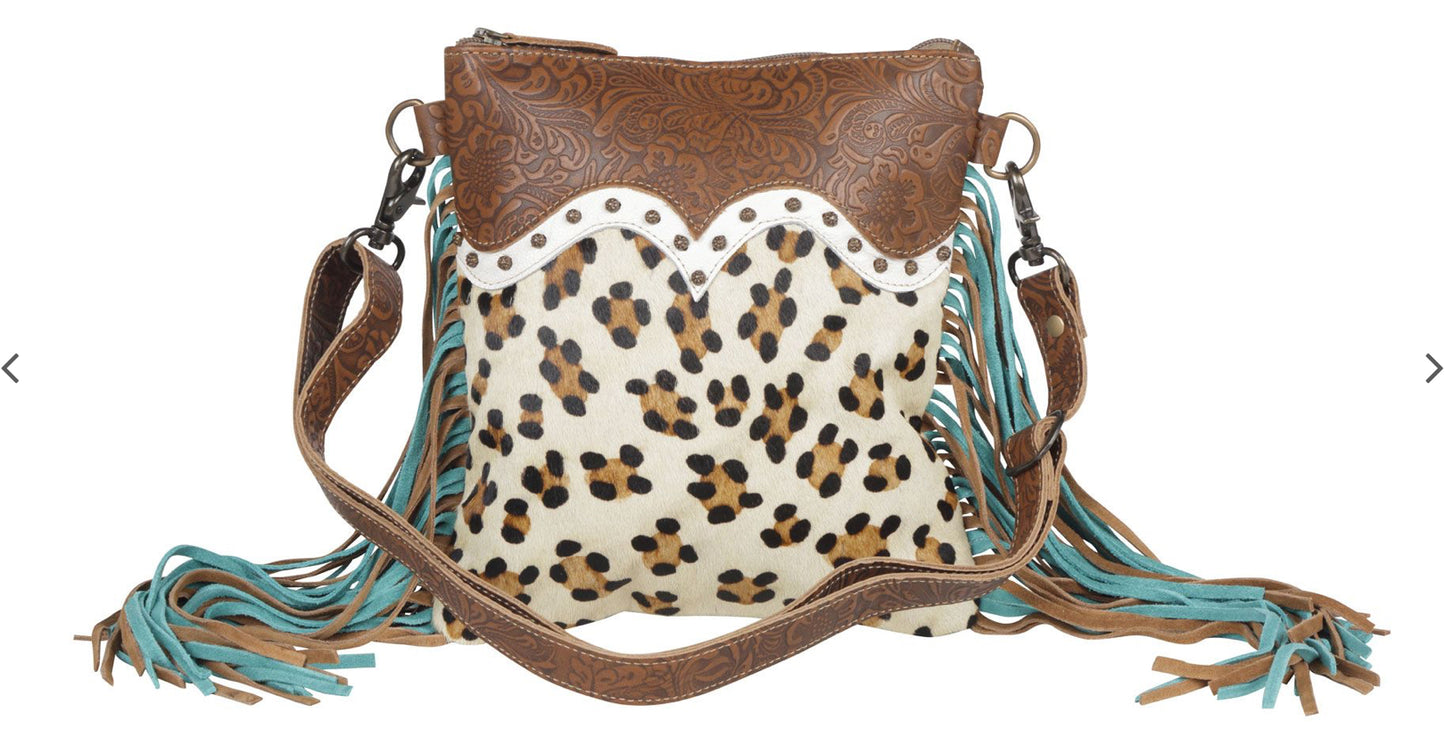 Earth prints leather &Hairon Bag