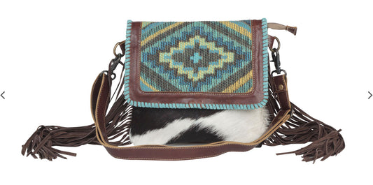 Wild West boho leather &hairon bag