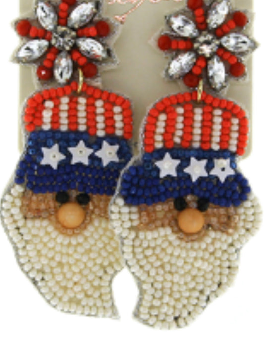 Uncle Sam dangles seed bead