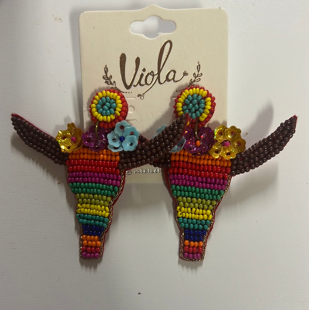 steer rainbow seed bead dangles