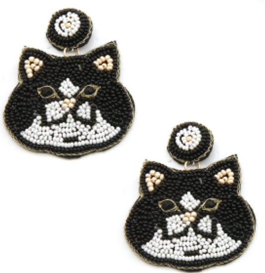 Kitty seed bead earrings