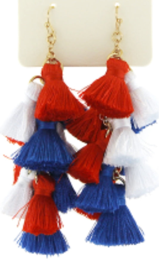 Red white blue tassels
