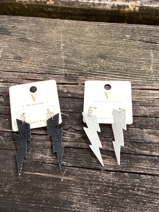 Lightening bolt leather dangles