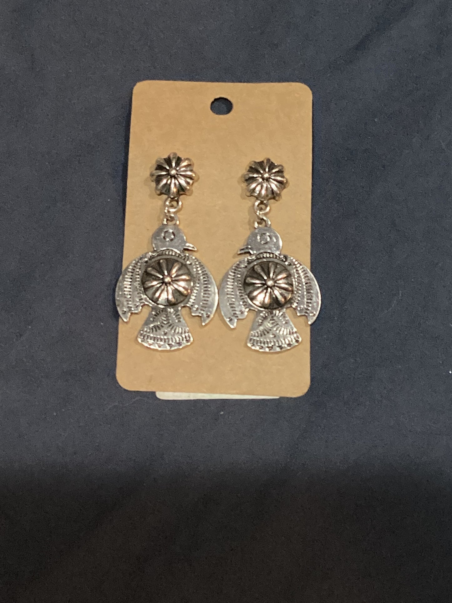 Silver thunderbird stud dangles