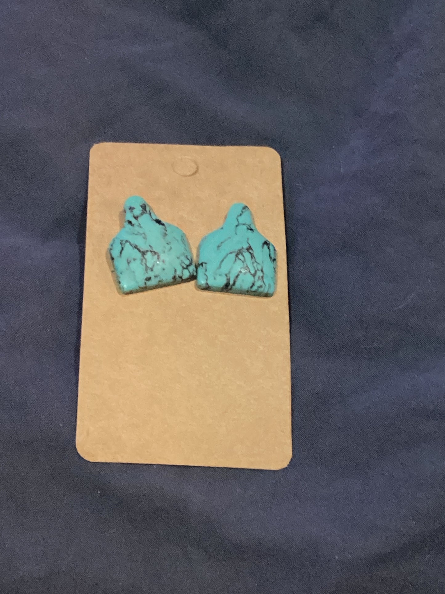 Turquoise cow tags stud small