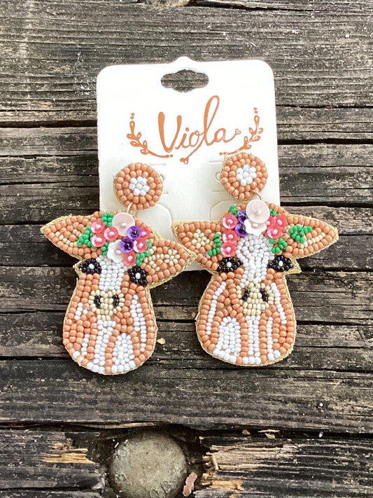 Cow floral seed bead