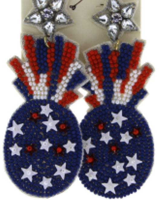 Seed bead American flag firework